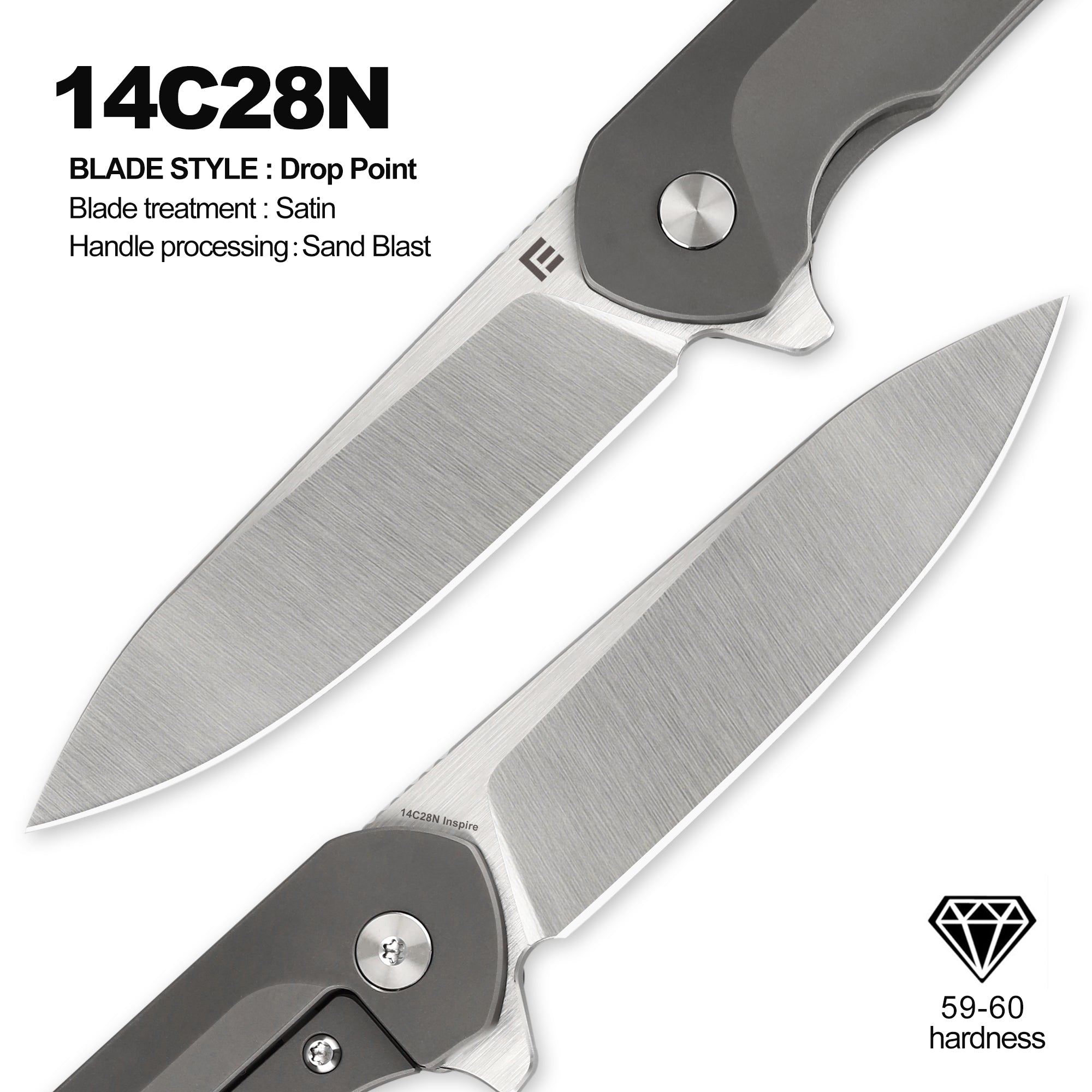 Foxking 14C28N Titanium Folding Knife