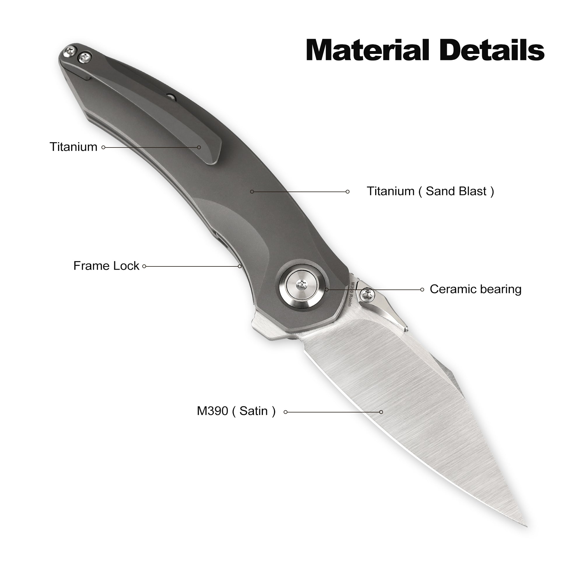 Foxking Ronin M390 Titanium EDC Knife