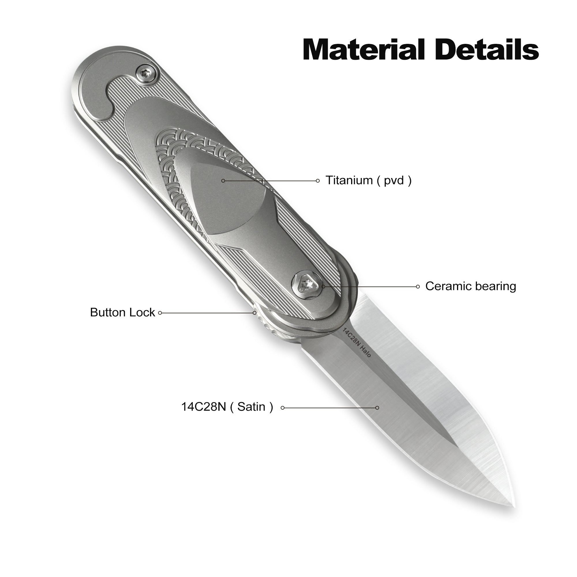 Foxking Halo 14C28N Titanium EDC Knife